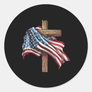 Amerikanische Flagge für Patriotische Christen D Runder Aufkleber