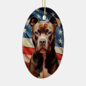 Amerikanische Flagge für Pit Bull Terrier Keramik Ornament (Rechts)