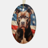 Amerikanische Flagge für Pit Bull Terrier Keramik Ornament (Links)