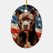 Amerikanische Flagge für Pit Bull Terrier Keramik Ornament (Vorne)