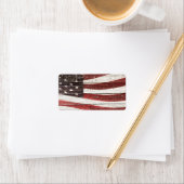 Amerikanische Flagge für rustikale Holztextur Adressaufkleber (Insitu)