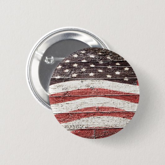 Amerikanische Flagge für rustikale Holztextur Button (Vorne & Hinten)