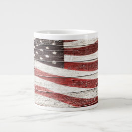 Amerikanische Flagge für rustikale Holztextur Jumbo-Tasse