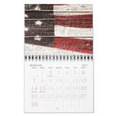 Amerikanische Flagge für rustikale Holztextur Kalender (Feb 2027)
