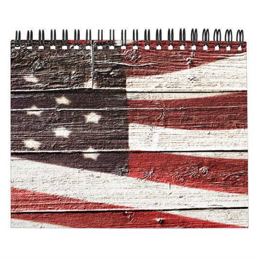 Amerikanische Flagge für rustikale Holztextur Kalender (Titelbild)
