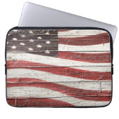 Amerikanische Flagge für rustikale Holztextur Laptopschutzhülle (Vorderseite)
