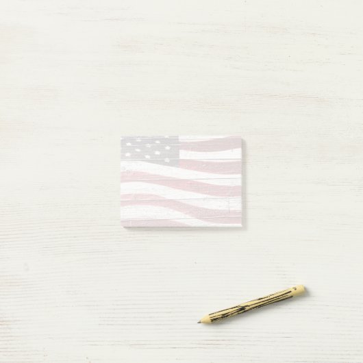 Amerikanische Flagge für rustikale Holztextur Post-it Klebezettel (Auf Schreibtisch)