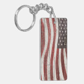 Amerikanische Flagge für rustikale Holztextur Schlüsselanhänger (Vorderseite links)