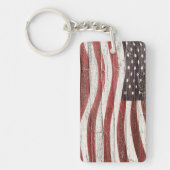 Amerikanische Flagge für rustikale Holztextur Schlüsselanhänger (Vorderseite)