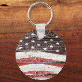 Amerikanische Flagge für rustikale Holztextur Schlüsselanhänger (Vorderseite)