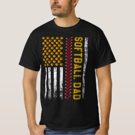Amerikanische Flagge für Softball-Vater T-Shirt