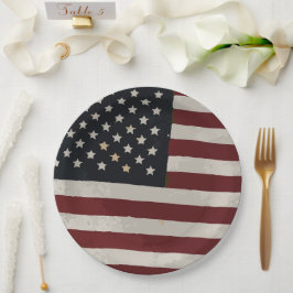 Amerikanische Flagge für Wasserfarben am 4. Juli Pappteller