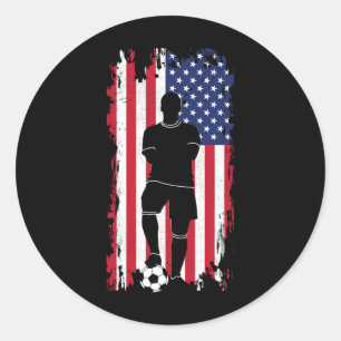 Amerikanische Flagge Fußballbekleidung - Fußball F Runder Aufkleber
