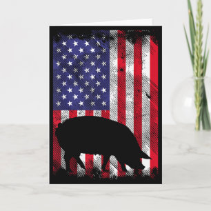 Amerikanische Flagge G Vintage-Bauernhoftier Patri Karte