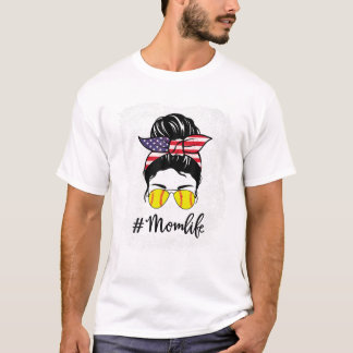 Amerikanische Flagge Gebleicht Softball T-Shirt