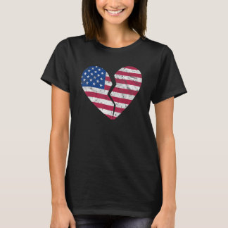Amerikanische Flagge gebrochen Herz Form Herz brec T-Shirt
