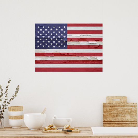 Amerikanische Flagge geerbt Poster (Küche)