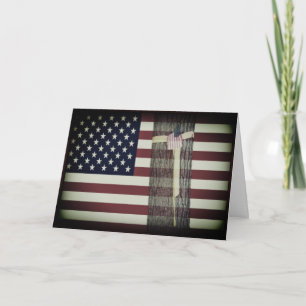 Amerikanische Flagge/Gelbes Band Militär-Grußkarte Karte
