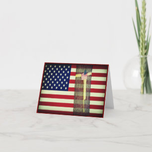 Amerikanische Flagge/Gelbes Band Militär Notizkart Karte