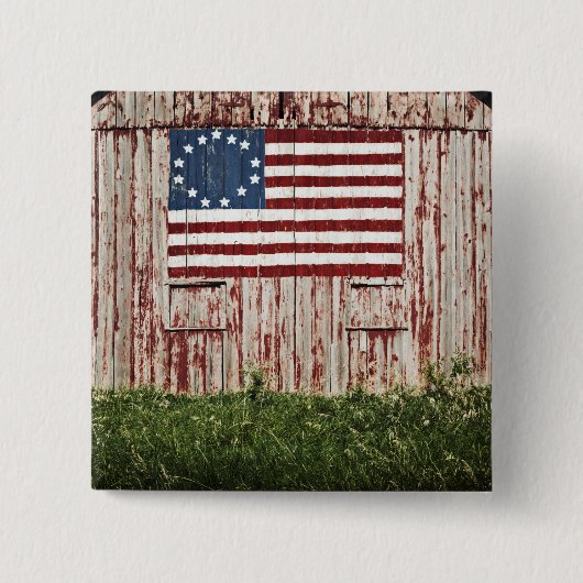 Amerikanische Flagge gemalt auf Scheune Button (Vorderseite)