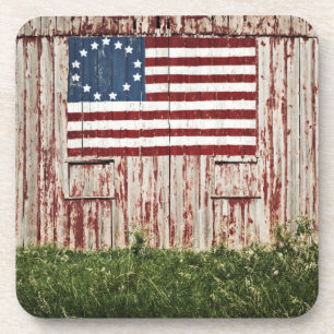 Amerikanische Flagge gemalt auf Scheune Getränkeuntersetzer