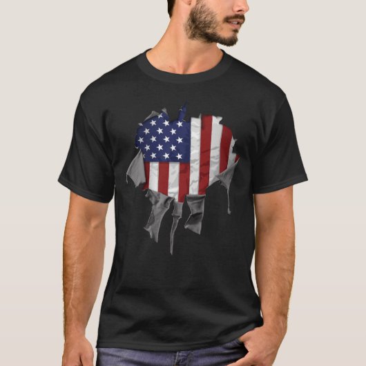 Amerikanische Flagge, gerippt, gerippt und verdreh T-Shirt (Vorderseite)