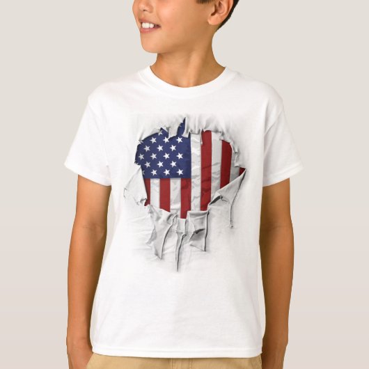 Amerikanische Flagge, gerippt, gerippt und verdreh T-Shirt (Vorderseite)
