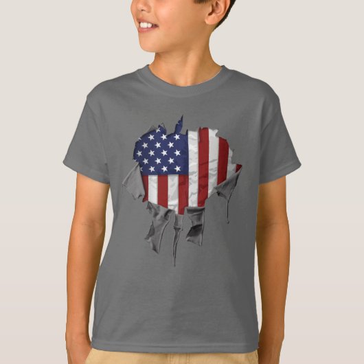 Amerikanische Flagge, gerippt, gerippt und verdreh T-Shirt (Vorderseite)