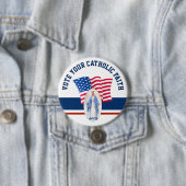 Amerikanische Flagge Gesegnete Jungfrau Mary STIMM Button (Beispiel)