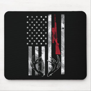 Amerikanische Flagge Geweih Vintage Hirsch Jagd Hu Mousepad