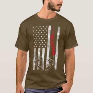 Amerikanische Flagge Geweih Vintage Hirsch Jagd Hu T-Shirt