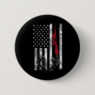 Amerikanische Flagge Geweih Vintage Hirschjagd Hu Button
