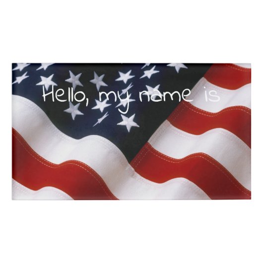 Amerikanische Flagge gewellt Namenschild (Vorderseite)