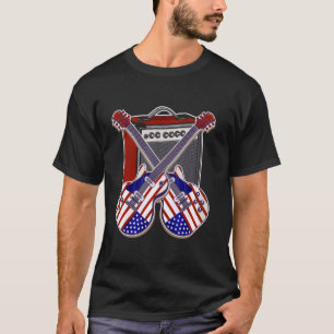 Amerikanische Flagge Gitarre 4. Juli Western Count T-Shirt