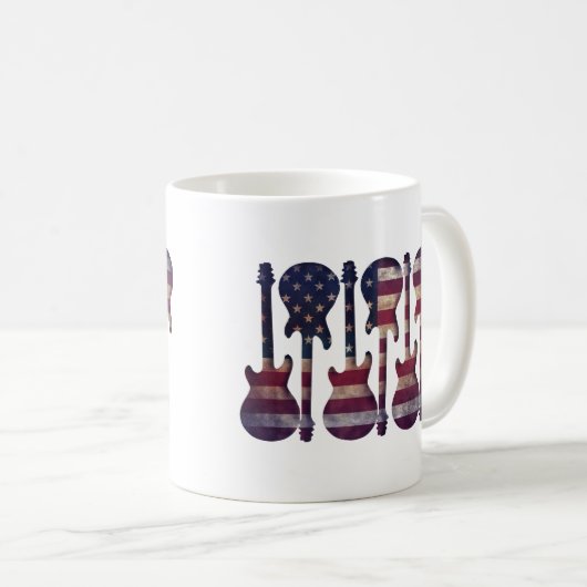 Amerikanische Flagge Gitarre Kunst Kaffeetasse (VorderseiteRechts)
