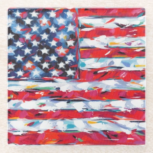 Amerikanische Flagge Glasuntersetzer (Vorderseite)