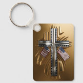 Amerikanische Flagge: Gold Cross #6 Schlüsselanhänger (Vorderseite)