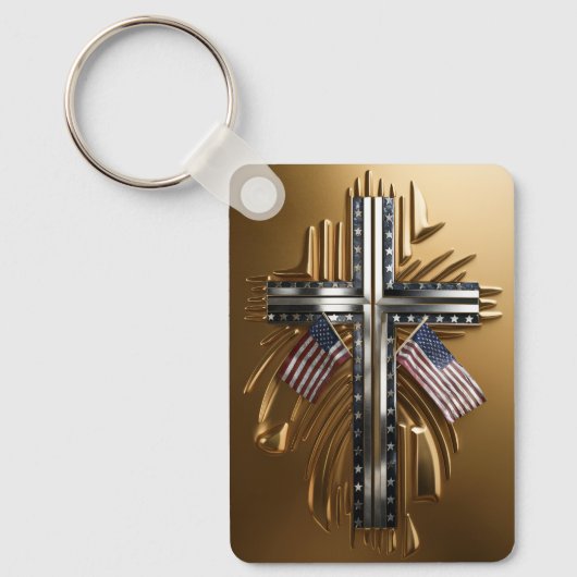 Amerikanische Flagge: Gold Cross #6 Schlüsselanhänger (Vorderseite)