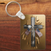 Amerikanische Flagge: Gold Cross #6 Schlüsselanhänger (Vorderseite)