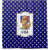 Amerikanische Flagge Golden Retriever Dog Duschvorhang (Vorderseite)