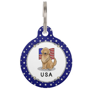 Amerikanische Flagge Golden Retriever Dog Haustiermarke