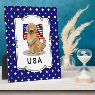 Amerikanische Flagge Golden Retriever Dog Patrioti Fotoplatte