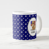 Amerikanische Flagge Golden Retriever Dog Patrioti Jumbo-Tasse (Vorderseite Rechts)