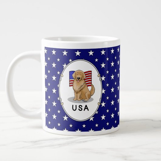 Amerikanische Flagge Golden Retriever Dog Patrioti Jumbo-Tasse (Links)