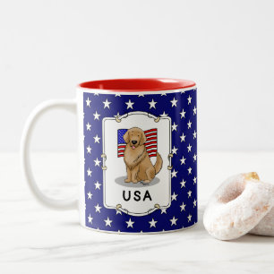 Amerikanische Flagge Golden Retriever Dog Patrioti Zweifarbige Tasse