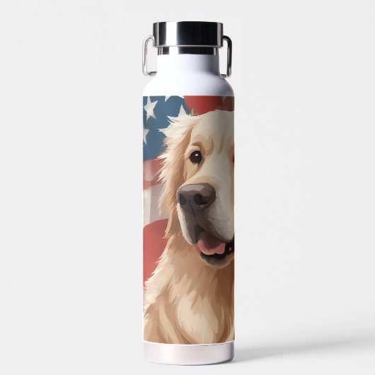 Amerikanische Flagge Golden Retriever Trinkflasche (Vorne)