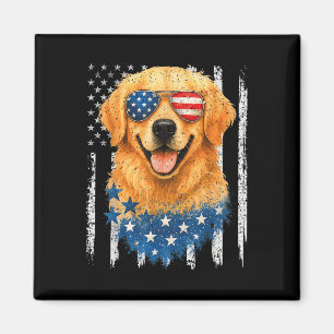 Amerikanische Flagge Golden Retriever USA Retro 4. Magnet