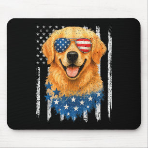 Amerikanische Flagge Golden Retriever USA Retro 4. Mousepad