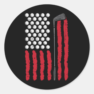 Amerikanische Flagge Golf und Club Vintage Golf Go Runder Aufkleber