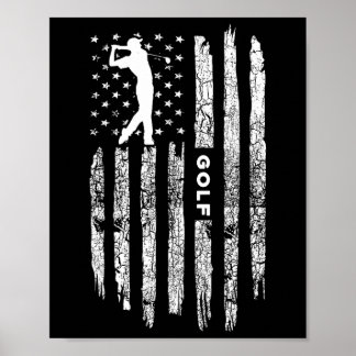 Amerikanische Flagge Golfkleidung - Golfer Vintage Poster